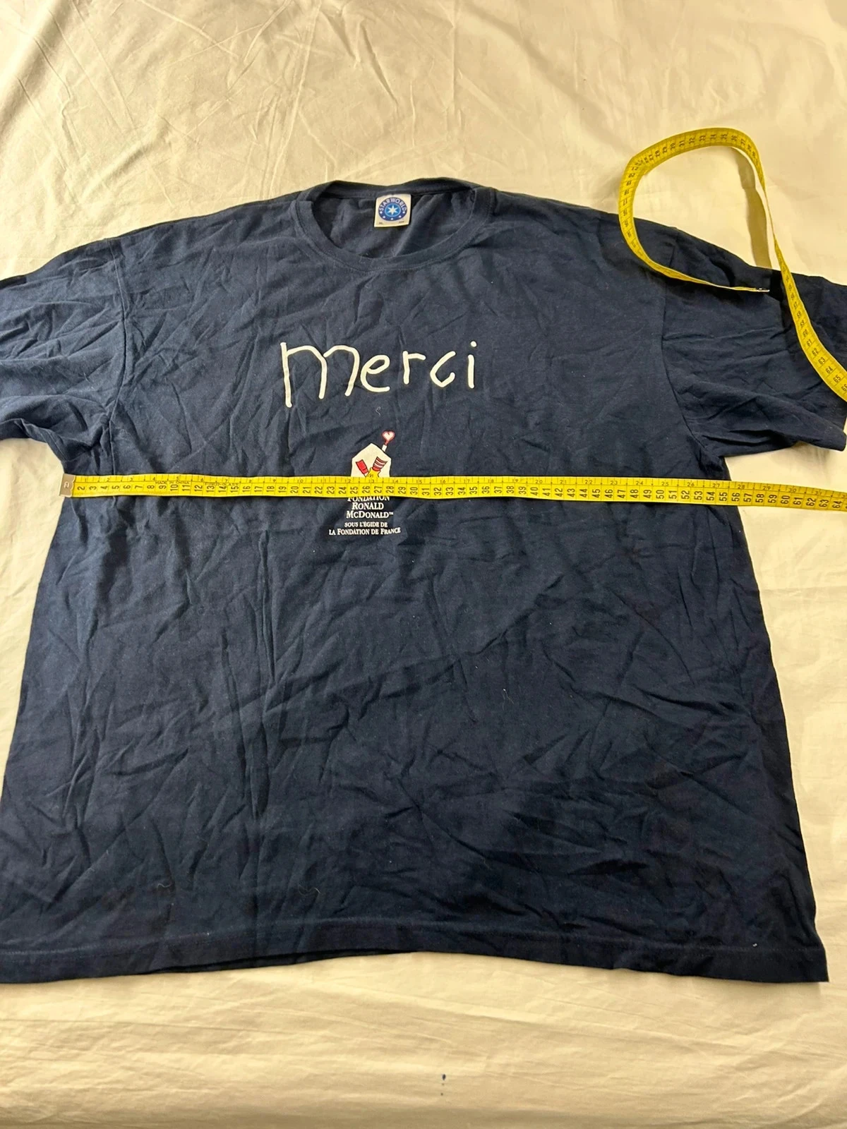 T-shirt bleu marine imprimé merci vintage starworld – photo 7